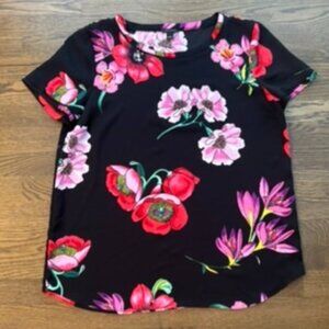 ANN TAYLOR floral S/S shirt top Women's Large